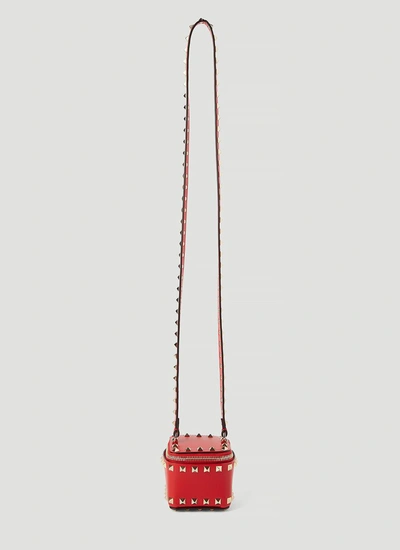 Shop Valentino Garavani Rockstud Logo Detailed Mini Shoulder Bag In Red