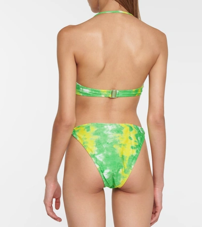 Shop Ganni Tie-dye Bikini Bottoms In Green