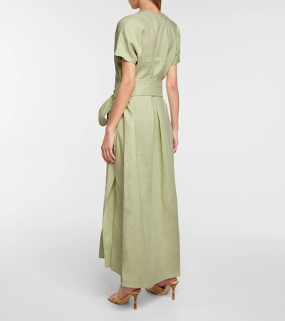 Shop Lisa Marie Fernandez Rosetta Linen Maxi Dress In Green