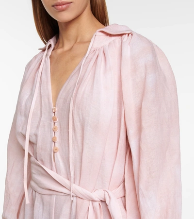 Shop Lisa Marie Fernandez Poet Cotton And Linen Jumpsuit In Pink