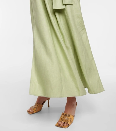 Shop Lisa Marie Fernandez Rosetta Linen Maxi Dress In Green