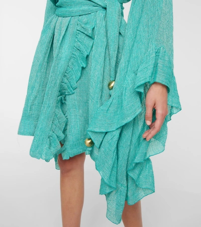 Shop Lisa Marie Fernandez Anita Linen-blend Minidress In Blue