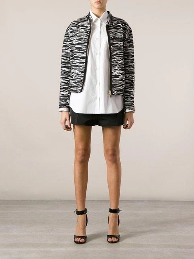 Shop Giambattista Valli Textured Stripe Bomber Jacket