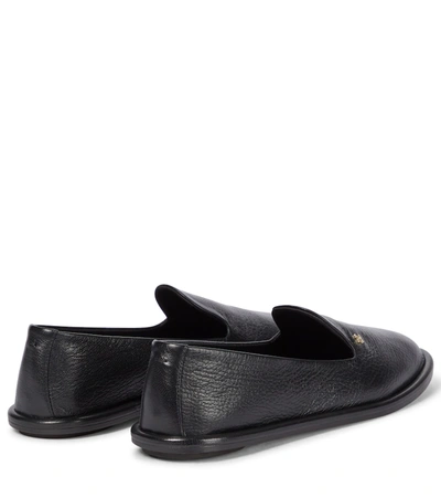 Shop Max Mara Lee Leather Loafers In Black