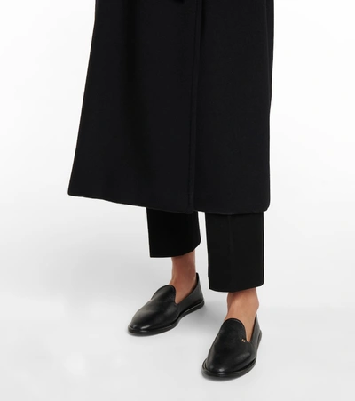 Shop Max Mara Lee Leather Loafers In Black