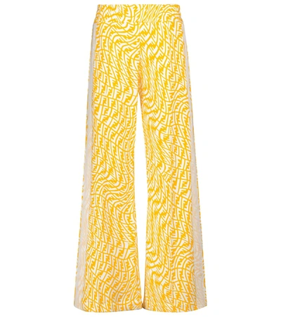 Shop Fendi Ff Vertigo Cotton Sweatpants In Yellow
