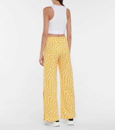 Shop Fendi Ff Vertigo Cotton Sweatpants In Yellow