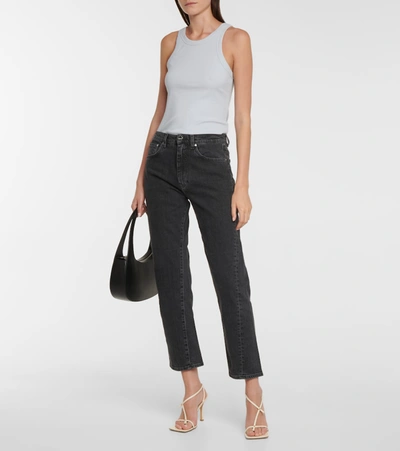 Shop Totême Mid-rise Twisted-seam Straight Jeans In Grey