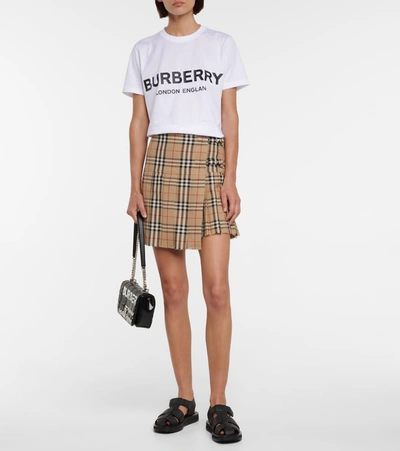 Shop Burberry Vintage Check Wool Miniskirt In Beige