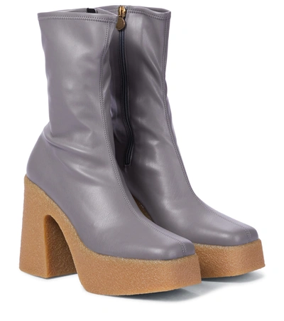 Shop Stella Mccartney Faux Leather Platform Ankle Boots In Grey