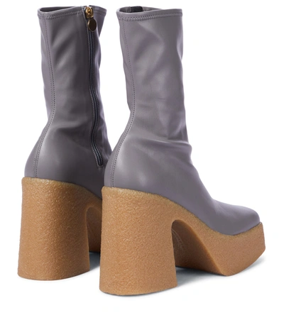 Shop Stella Mccartney Faux Leather Platform Ankle Boots In Grey