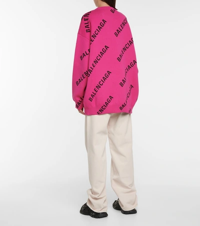 Shop Balenciaga Logo Wool-blend Sweater In Pink