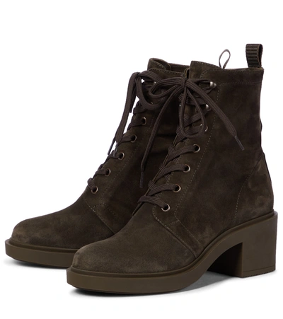 Shop Gianvito Rossi Foster Suede Ankle Boots In Green