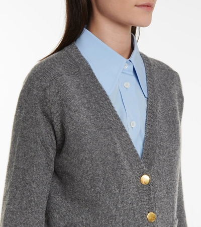 Shop Gucci Embellished Cashmere Cardigan In Grey
