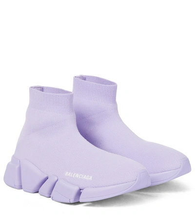 Shop Balenciaga Speed 2.0 Sneakers In Purple