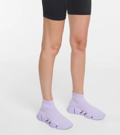 Shop Balenciaga Speed 2.0 Sneakers In Purple