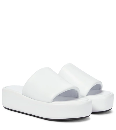 Shop Balenciaga Rise Leather Platform Slides In White