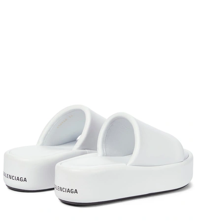 Shop Balenciaga Rise Leather Platform Slides In White