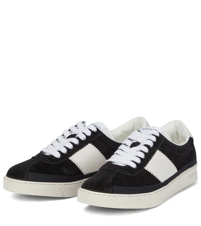 Shop Tom Ford Bannister Suede Sneakers In Black