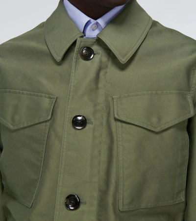 Shop Tom Ford Brushed Cotton Blouson Jacket In Green