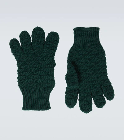 Shop Bottega Veneta Hand-knitted Gloves In Green