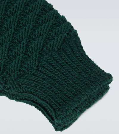 Shop Bottega Veneta Hand-knitted Gloves In Green