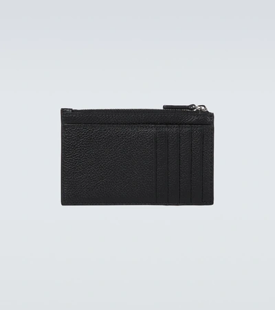 Shop Balenciaga Cash Leather Card Holder In Black/l White