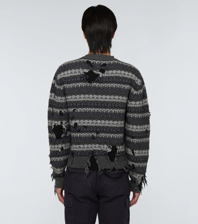 Shop Balenciaga Destroyed Crewneck Sweater In Grey