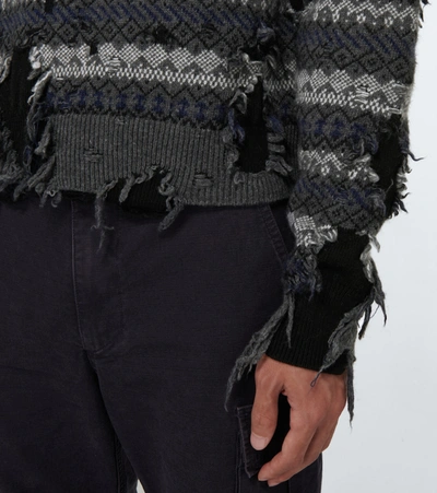 Shop Balenciaga Destroyed Crewneck Sweater In Grey