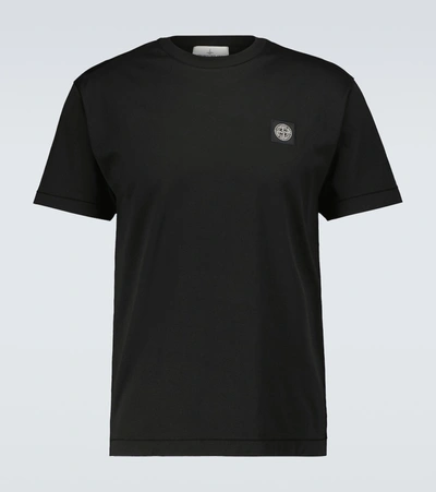 Shop Stone Island Cotton Logo T-shirt In Black