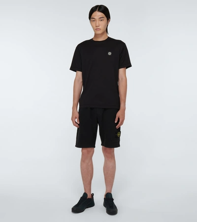 Shop Stone Island Cotton Logo T-shirt In Black