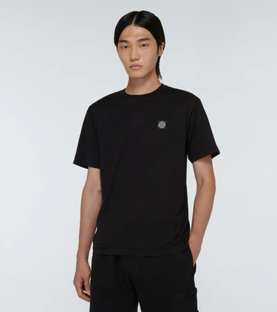 Shop Stone Island Cotton Logo T-shirt In Black