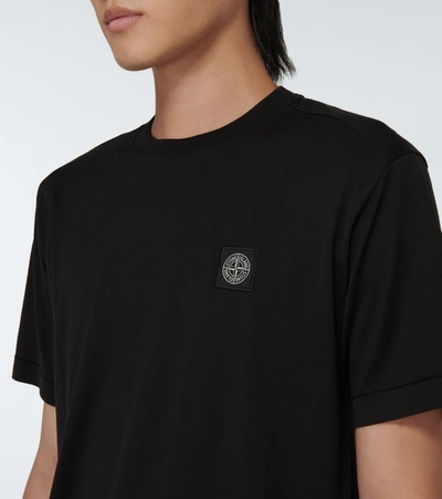 Shop Stone Island Cotton Logo T-shirt In Black