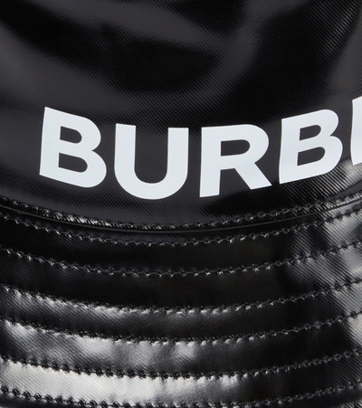Shop Burberry Logo Coated Cotton Bucket Hat In Black