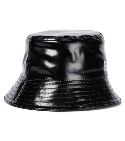 Shop Burberry Logo Coated Cotton Bucket Hat In Black