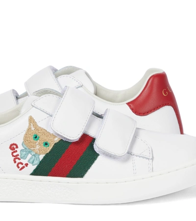 Shop Gucci Ace Leather Sneakers In White