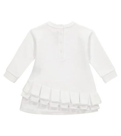 Shop Balmain Baby Cotton Sweatshirt Dress In White