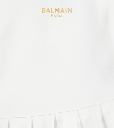 Shop Balmain Baby Cotton Sweatshirt Dress In White
