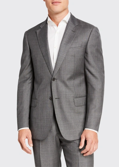 Shop Emporio Armani Men's Sharkskin Two-piece Wool Suit In Gray