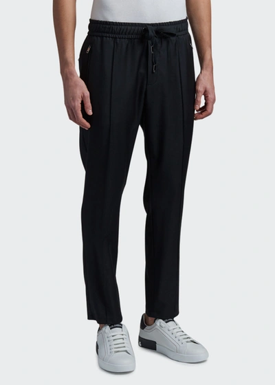 Shop Dolce & Gabbana Men's Wool Creased Jogger Pants In Black