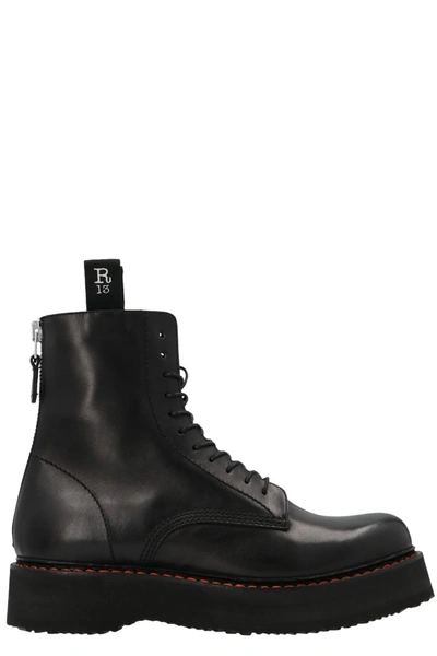 Shop R13 Single Stacked Combat Boots In Black