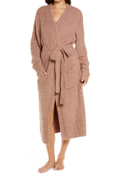 Shop Skims Cozy Knit Bouclé Robe In Rose Clay