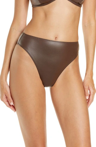 Shop Skims Wet Jersey High Waisted Briefs In Cocoa