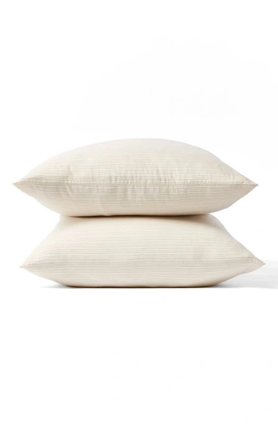 Shop Coyuchi Crinkled Organic Percale Pillowcases In Undyed W/ Hazel-rosehip