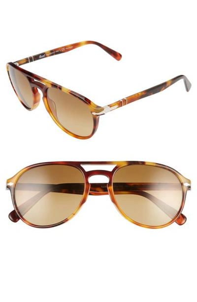 Shop Persol 55mm Polarized Aviator Sunglasses In Brown/ Brown Gradient Polar