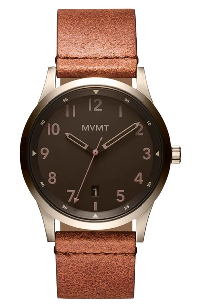 Shop Mvmt Field Nomad Leather Strap Watch, 41mm In Brown/ Coffee/ Beige Gold