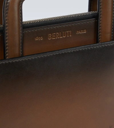 Shop Berluti Lift Scritto Swipe Briefcase In Brown