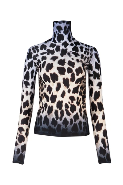Shop R13 Leopard Print High Neck Sweater In Multi