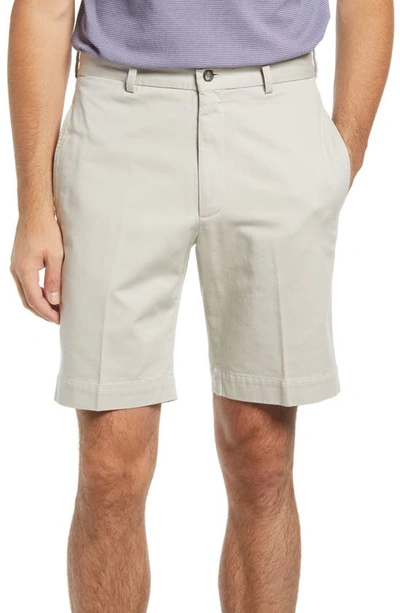 Shop Berle Charleston Khakis Flat Front Chino Shorts In Stone
