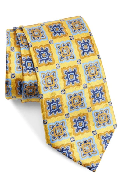 Shop Ermenegildo Zegna Medallion Silk Tie In Yellow Fan